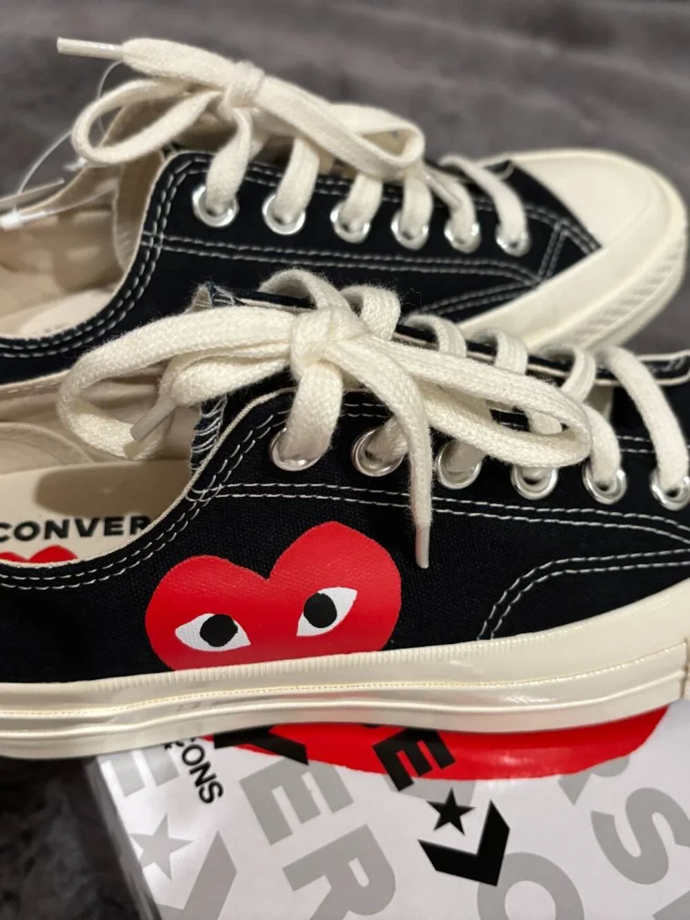 NEW Converse x PLAY COMME des GARCONS Sneakers Sz 6.5 Heart Black Red White